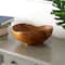 11" Brown Teak Wood Decorative Bowl with Natural Grooves